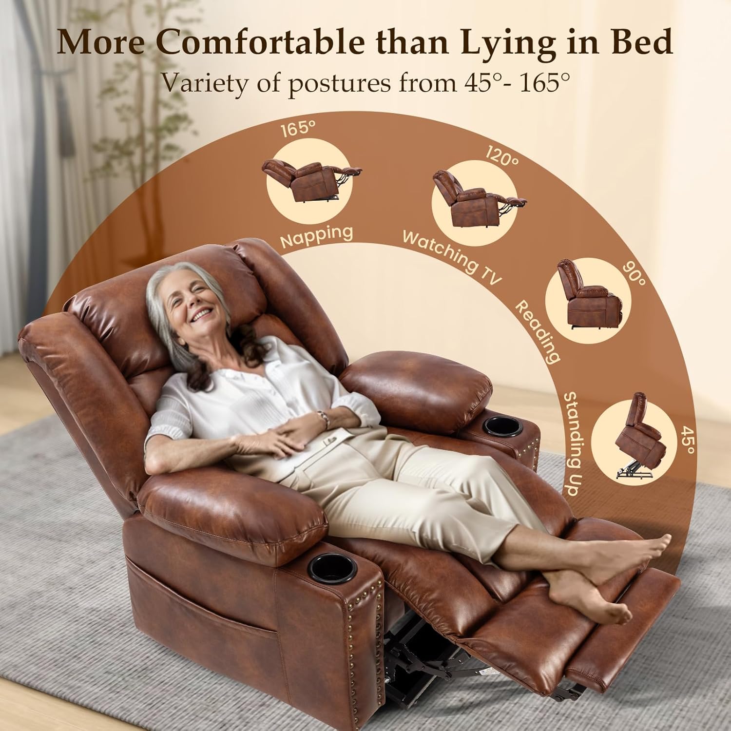 Large Power Lift Chairs Recliners for Elderly with Extended Footrest, Lift Chairs with Heat and Massage, Big and Tall Overstuffed Wide Recliner, 3 Positions Recliner
