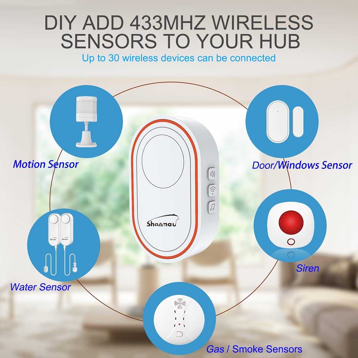Water Level Detector WiFi, Smart Water Leak Sensor Alarm Kit - High/Low/Leakage Sensor Device, 2 Sensors & 1 Hub, Communication Distance Between Detector and Hub in Open Area is 328 Ft, App Free