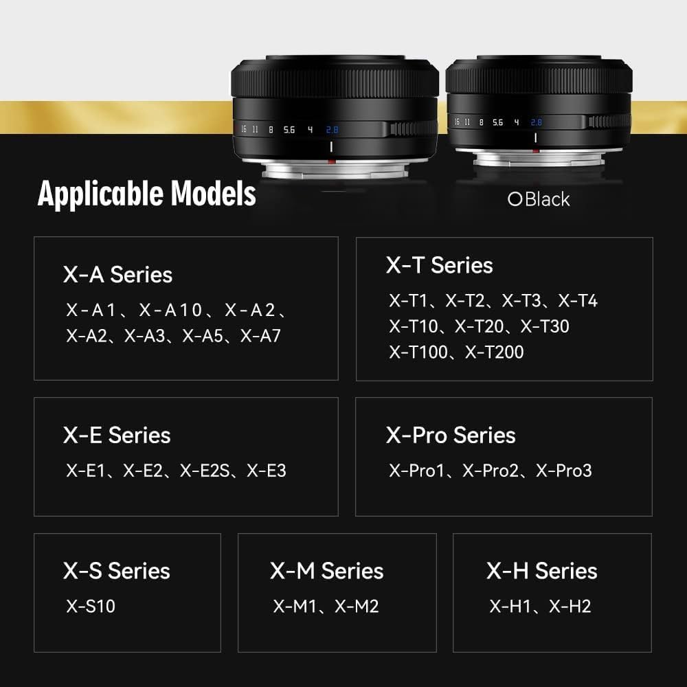 TTARTISAN AF 27mm f2.8 APS-C Frame Lens Ultra-Compact Pancake Lens for Fuji X Mount Cameras for Fujifilm XS10 X-E4 X-T10 X-T20 X-T3 X-T4 X-T100 X-T200 X-T30 X-Pro1 X-Pro2 X-Pro3 X-E1-Black