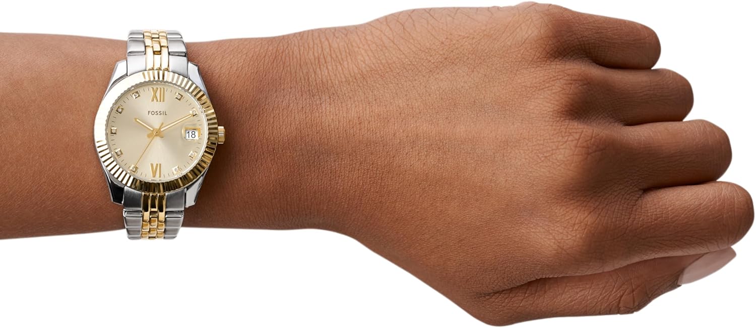 Fossil Women's Scarlette Mini Quartz Stainless Steel Three-Hand Watch, Color: Gold/Silver (Model: ES4949)