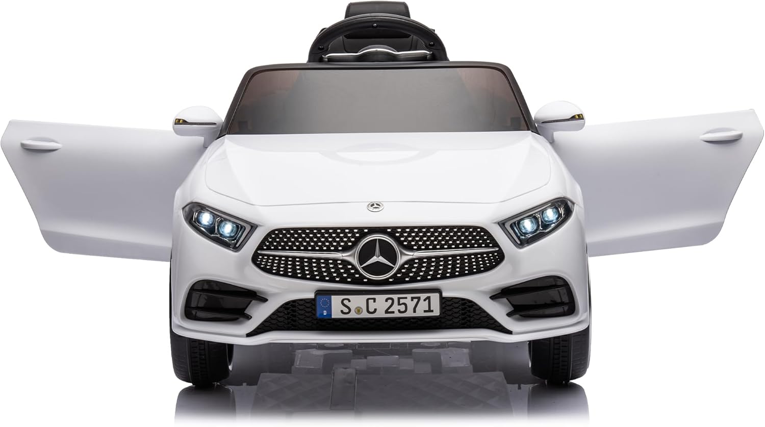 12v Battery Kids Ride on Electric Vehicles Cars Power Wheel Toy Mini Car for Age 1-6 Toddler Baby to Drive with Steering Remote Control Mercedes Benz Kid Car for Boys Girls - White