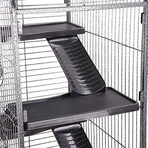 Yaheetech 52” 6 Level Indoor Ferret Rabbit Small Animal Cage Hutch Black with 3 Front