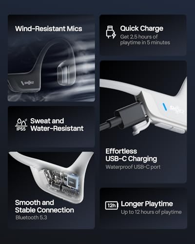 SHOKZ New OpenRun Pro 2 - Open-Ear, Bone Conduction Sport Headphones - with Reflective Strip - Sweat Resistant, Workout Headphones - Secure, Wireless, Comfortable Fit-Deep Bass and Smart Mic App