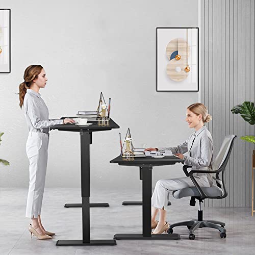 farexon Electric Standing Desk 55 x 24In with Charging Station, Stand up Desk with Oversized Mouse Pad, 2 USB Ports & 3 Power Outlets, 4 Caster, 4 Preset Heights Easy to Set（Brown）