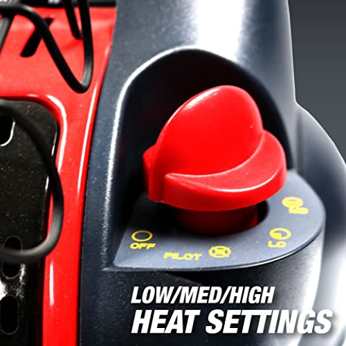 Mr Heater 4000 to 18000 BTU 3 Setting Portable LP Gas Heater Unit with Dual Tank Connection for Indoor and Outdoor Use, Black/Red