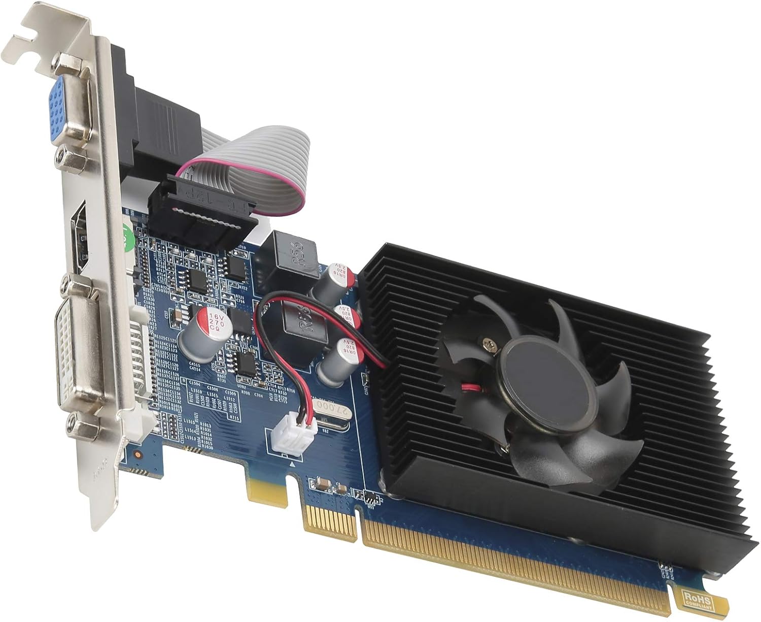 Vbestlife PC Graphics Card, HD6450 2G 64bit DDR3 Graphics Card with PCI Express 3.0 Slot, for Office Desktop Computer