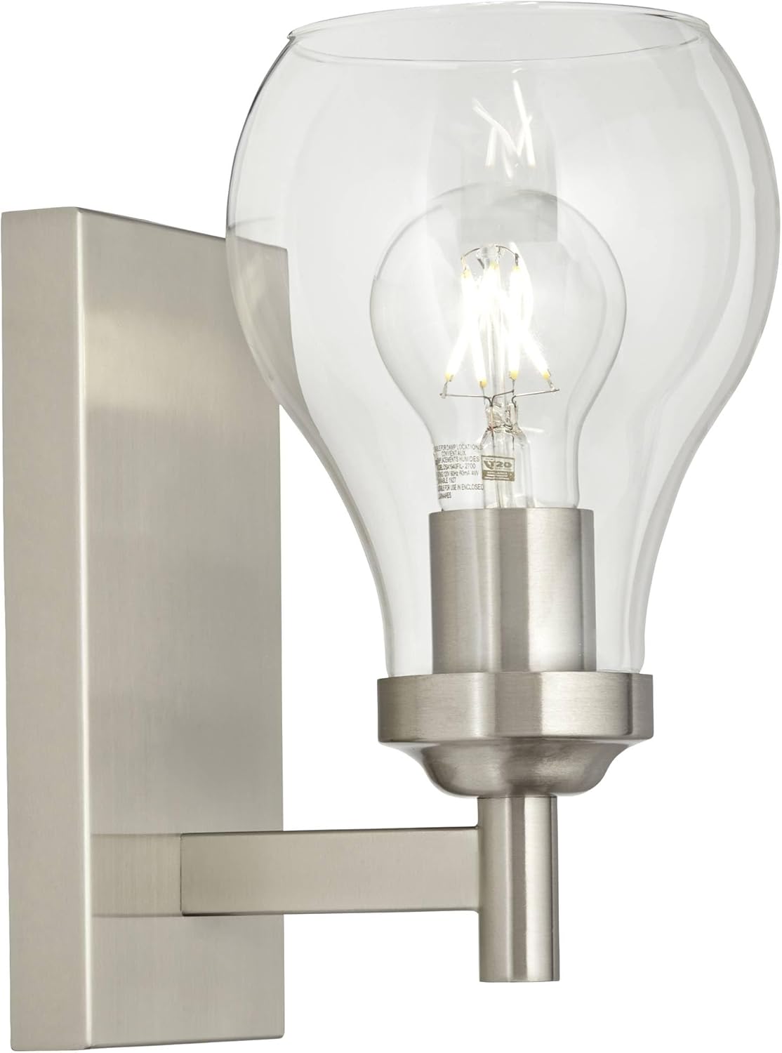 Possini Euro Design Danvers Modern Wall Light Sconces Set of 2 Brushed Nickel Hardwire 5" Fixture Clear Globe Glass for Bedroom Bathroom Mirror Vanity House Living Room Home Hallway Dining Kitchen
