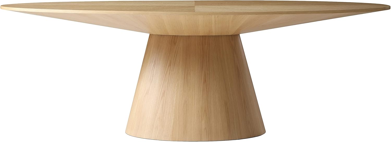 Meridian Furniture Gavin Collection Mid Century Oval White Oak Wood Dining Table, 90" W x 43.5" D x 30" H