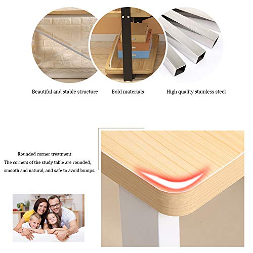Solid Wood Desk Desktop Computer Desk,Modern Study Desk with Bookshelf Study Desk PC Laptop Desk Workbench,Small Space Office Desk Workstation (110cm Teak 110cm Teak)