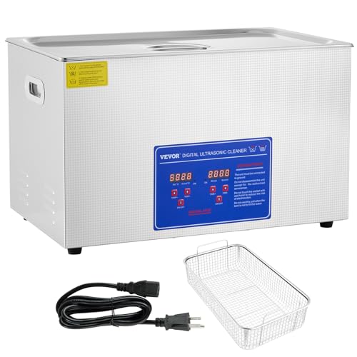VEVOR 15L Ultrasonic Cleaner with Digital Timer&Heater Professional Ultrasonic Cleaner 40kHz Advanced Ultrasonic Cleaner 110V for Wrench Screwdriver Repairing Tools Industrial Parts Mental Cleaning