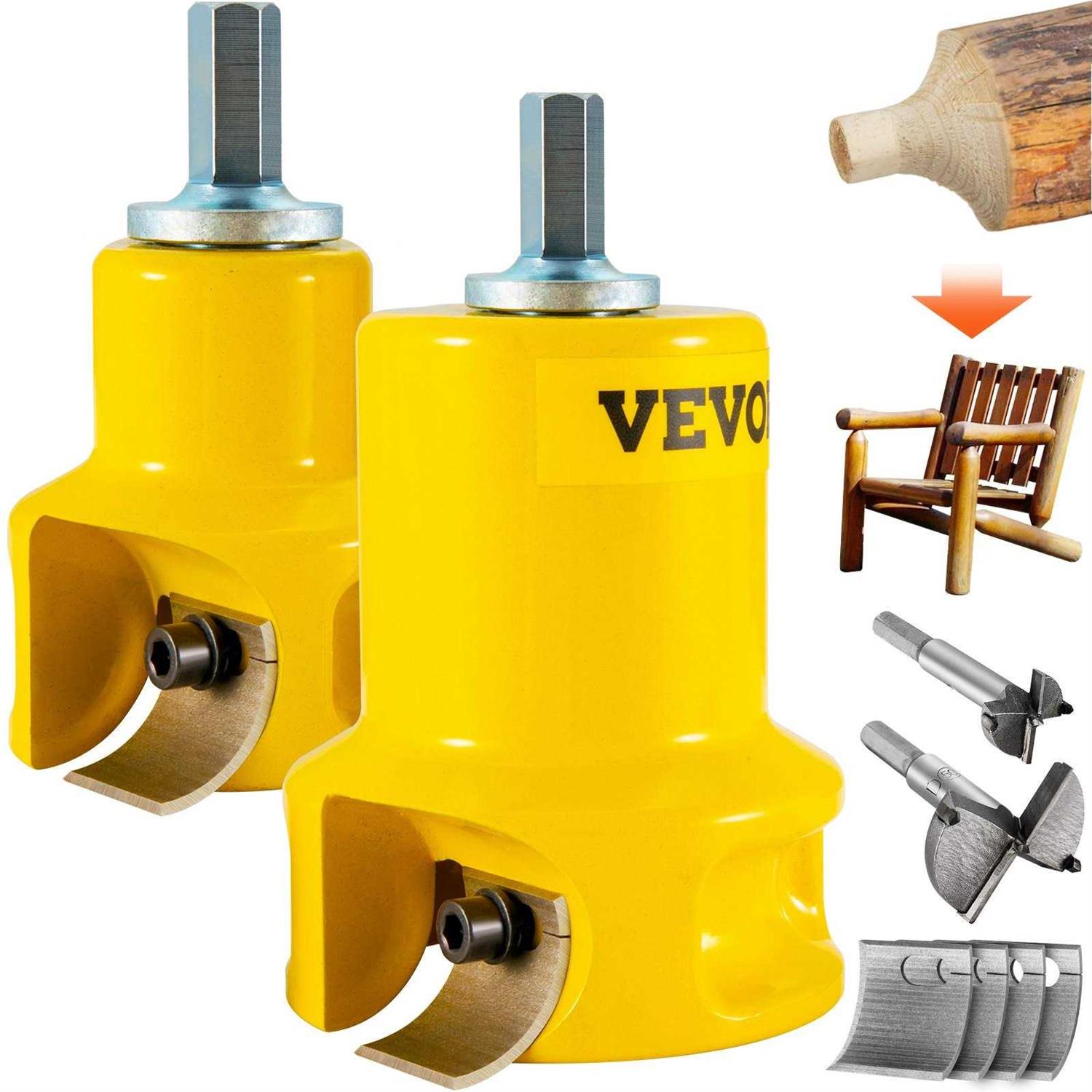 VEVOR Tenon Cutter 1/25.4mm & 2/50.8mm Dual Curved Blades & Button Screws Home Master Kit