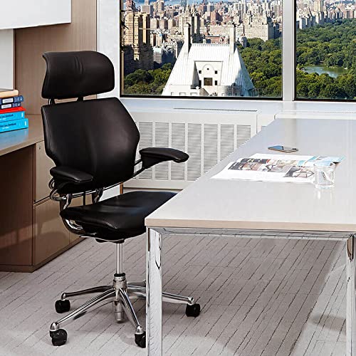 Humanscale Freedom Office Chair with Headrest - Ergonomic Work Chair with Advanced Highly Adjustable Duron Arms and GEL Seat - Wheels for Carpet - Walnut Ginkgo Fabric