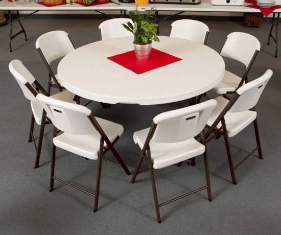Lifetime 480435 Commercial Round Folding Table (4 Pack), 5&, Almond