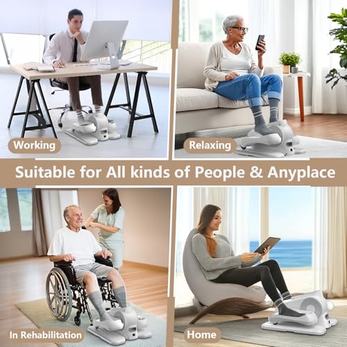 Under Desk Exercise Machine, Electric Leg Exerciser As Seen On TV, 12 Speed Foot Exerciser While Sitting for Seniors, Portable Mini Seated Pedal Exerciser for Home Office