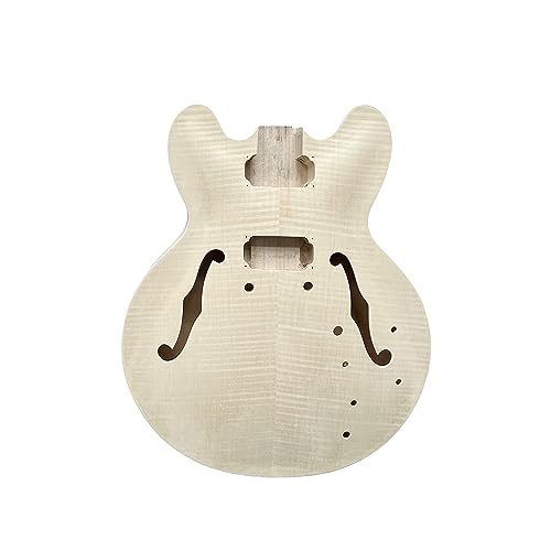 DBL DIY Electric Guitar Kit,Semi-Hollow Body Electric Guitar,with Paulownia Wood Core and Maple Plywood,6 Strings,Build Your Own Guitar