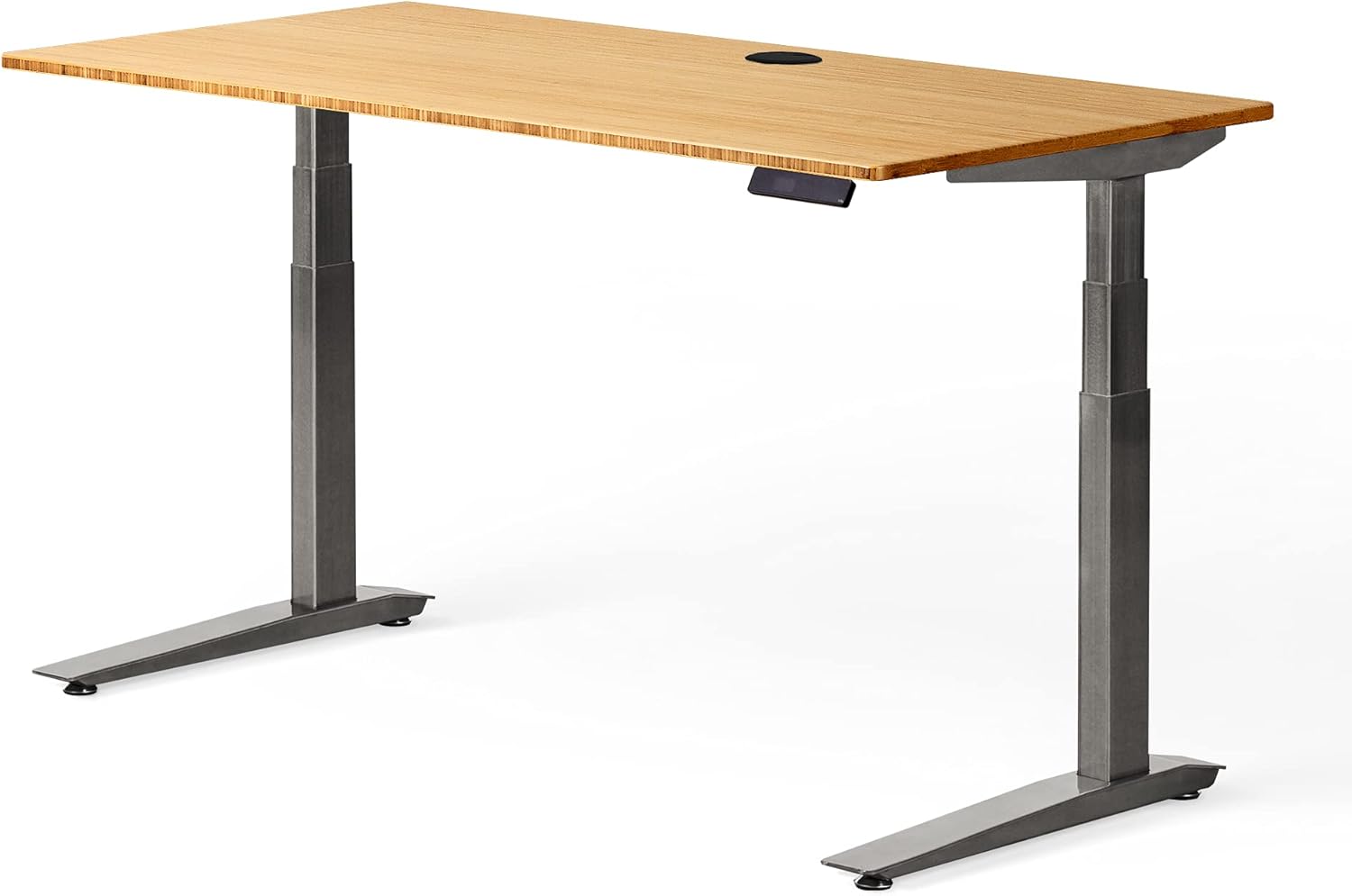 Fully Jarvis Standing Desk 72" x 30" Natural Bamboo Top - Electric Adjustable Desk Height from 30" to 49.3" with Memory Preset Controller (Rectangle, Black Frame)