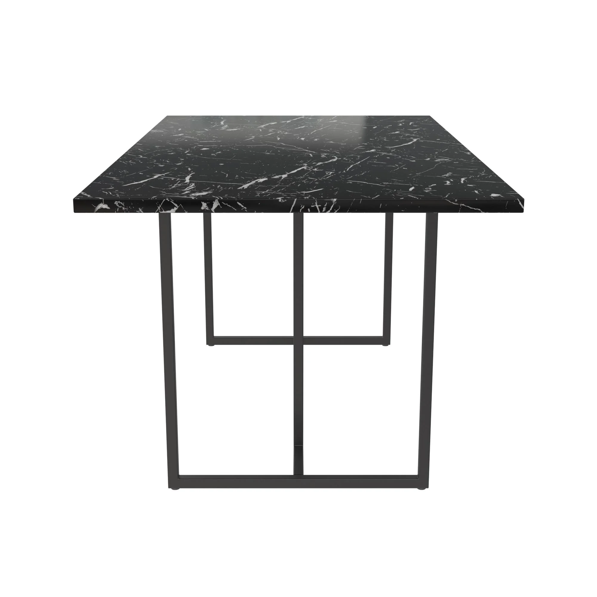 CosmoLiving Astor Dining Table, Black Marble Top with Black Legs