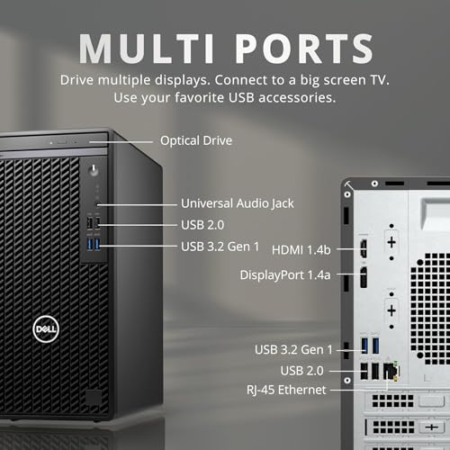 Dell Optiplex 7010 Tower Desktop, Intel Core I5-13500 Processor, Tetradeca-core, up to 4.80 GHz, 16GB RAM 512GB SSD, DVDRW, USB3.2, RJ-45, DisplayPort, HDMI, WiFi, Bluetooth, Windows 11 Pro,Black