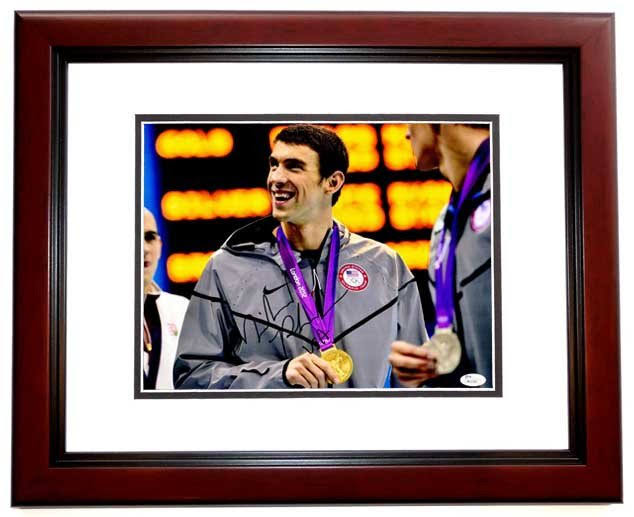 Real Deal Memorabilia MPhelps11x14-1MF-JSA Michael Phelps Signed - Autographed Olympic Gold Medal Swimming 11 x 14 in. Photo Mah
