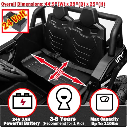 sopbost 24v 4WD Ride On Truck Electric Car for Kids Ride On Car with Remote Control Ride On Toys for Big Kids Electric Power Vehicles Wheels for Boys Girls, Spacious Seat, Music Player, Blue