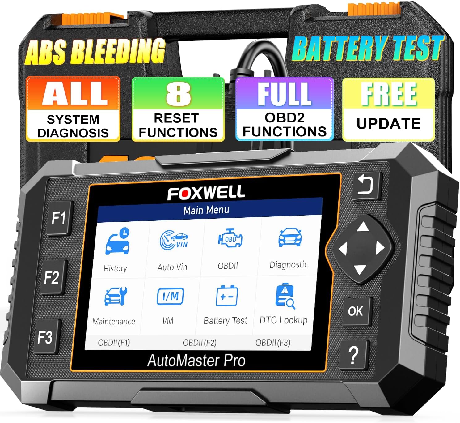 2024 Newest FOXWELL NT624 Elite OBD2 Scanner, ALL System with 8 Resets ABS Bleeding/SAS/Oil/TPS/EPB/BRT/Injector/D-P-F Resets Battery Test Upgrade of NT614 Elite Car Code Reader Scan Tool for All Cars