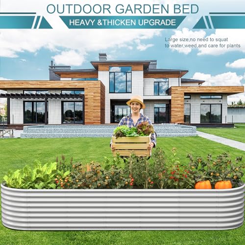 FRIZIONE Raised Garden Bed Outdoor, Raised Garden Beds for Flower, Raised Planter Box Outdoor for Herb, Vegetable - N1