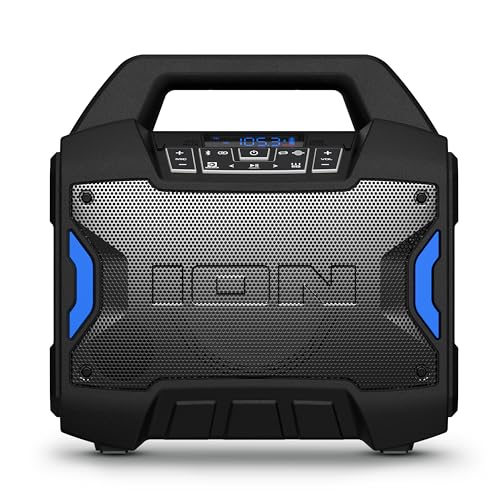 ION Block Rocker - Portable Bluetooth Outdoor Party Speaker with Karaoke Microphone, Battery, 4 Speakers, Radio, USB Port, App, Water-Resistant, 120W