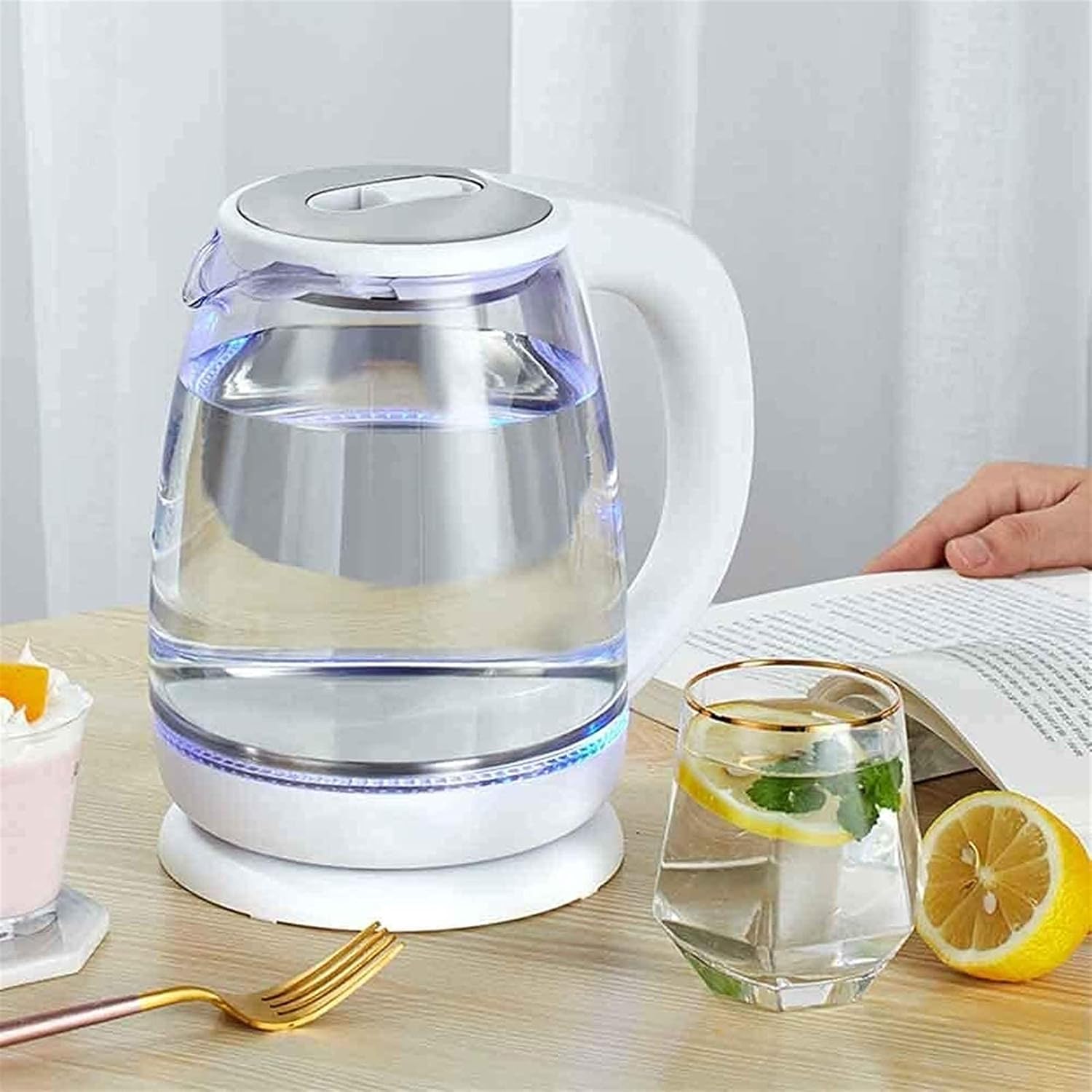 Kettles, Glass Kettles for Boiliwater Tea Pot 1.8L Fast Boil Water Kettle with Illuminated Led, Auto-Off & Boil-Dry Protection - for Hot Water Tea & Coffee Maker