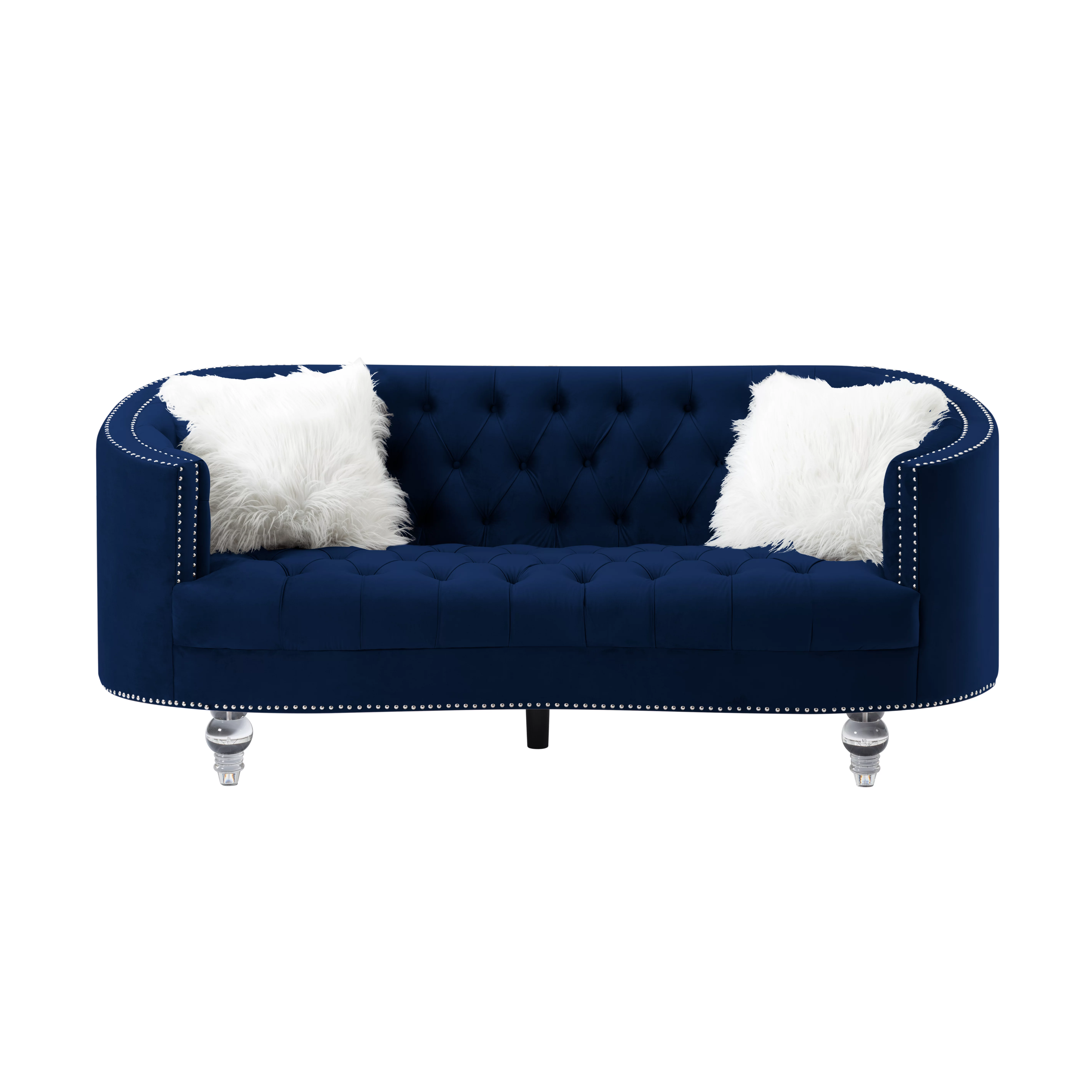 3 Piece Living Room Set Navy Blue Velvet