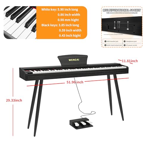 88 Key Fully Weighted Electric Piano Keyboard Hammer Action Full-size Digital Pianos for Beginners Adults Wooden Upright Piano with Sheet Music Stand Triple Pedal, Supports USB-MIDI Black
