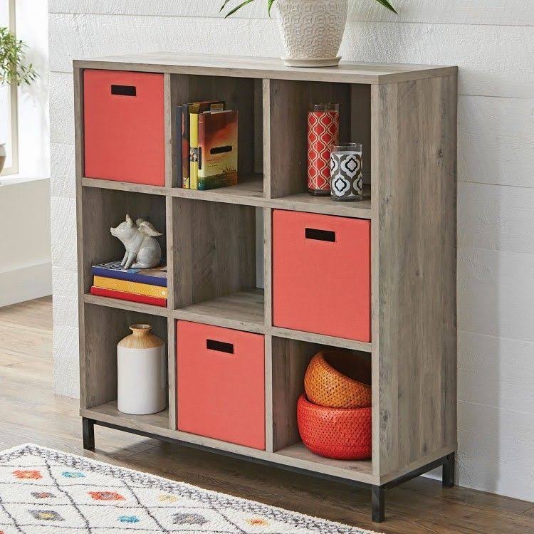 Better Homes and Gardens 9 Cube Storage Organizer with Metal Base, Rustic Gray