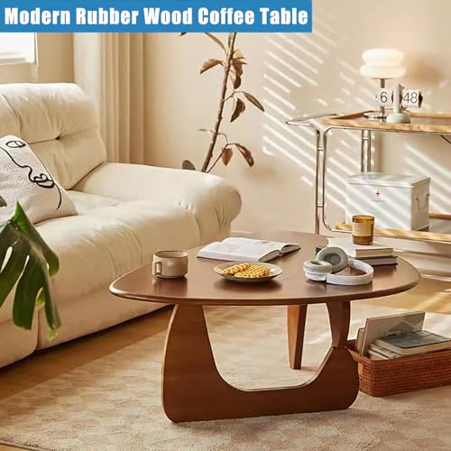 Mid-Century Modern Coffee Table,Solid Wood Triangle Coffee Table,Abstract Coffee Table Wooden Center Table Oval Coffee Table for Living Room(36" Lx23 Wx16 H, Walnut)