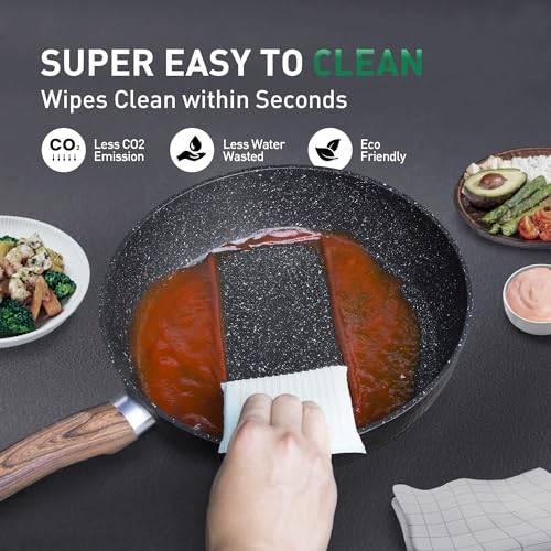 MAISON ARTS Pots and Pans Set - Kitchen Cookware Sets with Nonstick Granite Stone Coating Suitable for Induction Cooktops