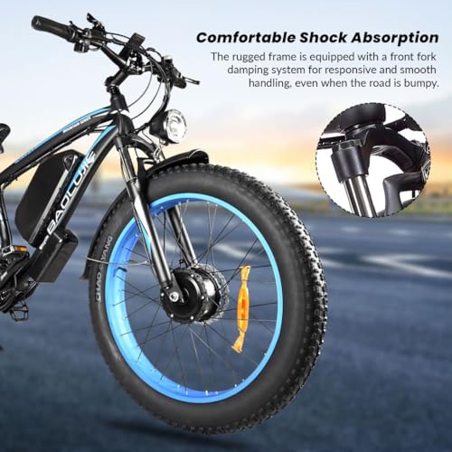 Electric Bike for Adults,Ebike with 1000W+1000W Dual Motor,E Bike with 48V 20AH Battery, 30MPH Commuting Electric Bike, High Brushless Gear Motor,Electric Bicycle for Adults 21 Speed