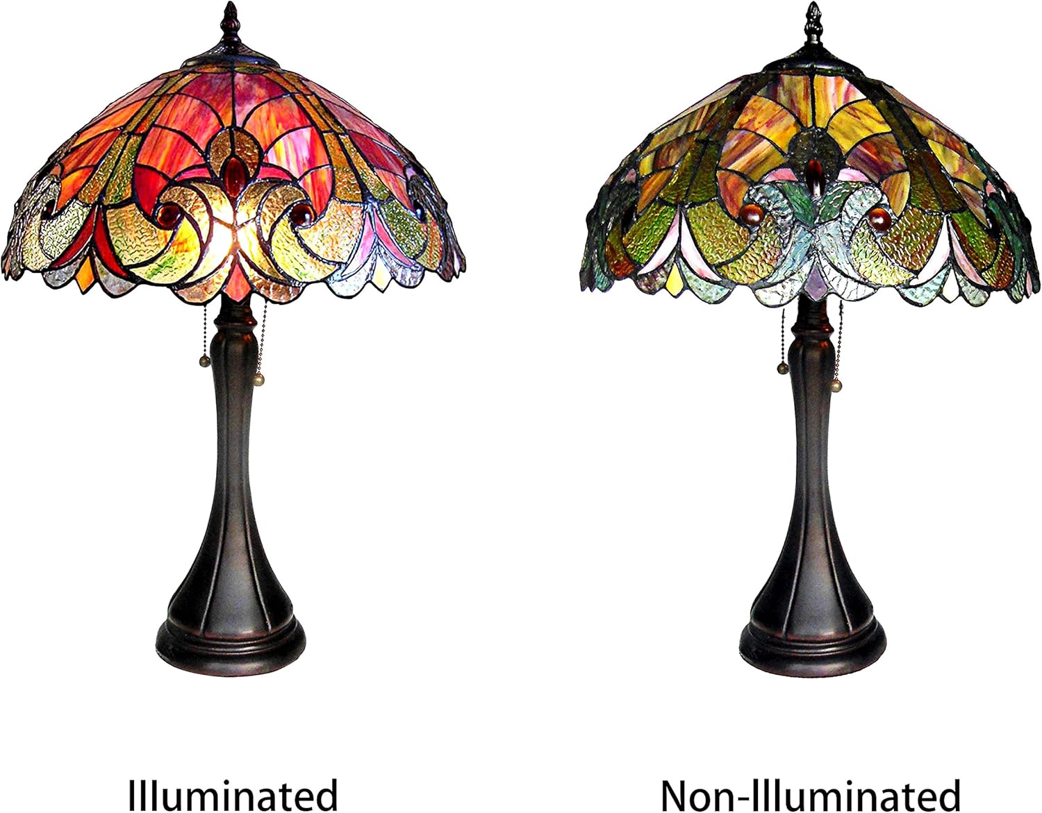 Tiffany-Style 2 Light Victorian Table Lamp 16" Shade