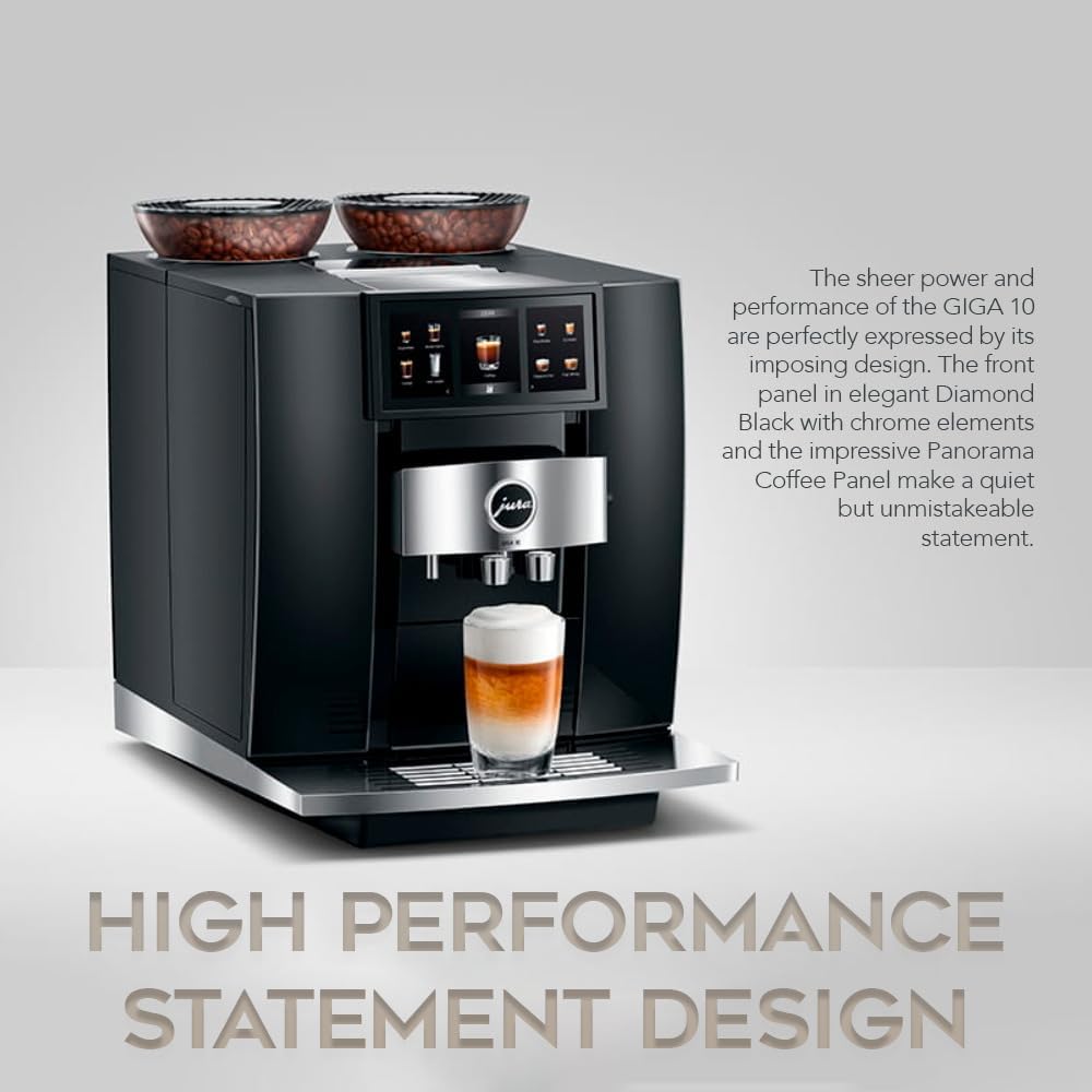 Jura GIGA 10 Automatic Espresso Machine (Diamond Black) Bundle with Water Stabilizer, Milk System Cleaner Mini-Tabs, Cleaning Tablets, Milk Containers, and Capresso Coffee Bean (6 Items)