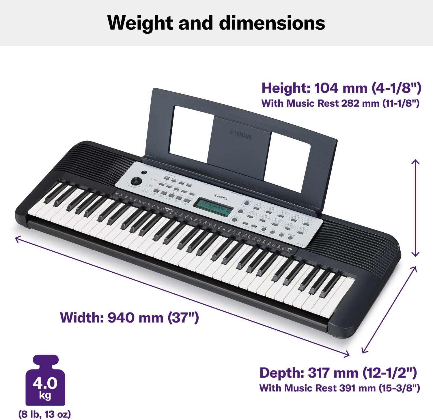 Yamaha YPT270 61-Key Portable Keyboard With Power Adapter (Amazon-Exclusive)