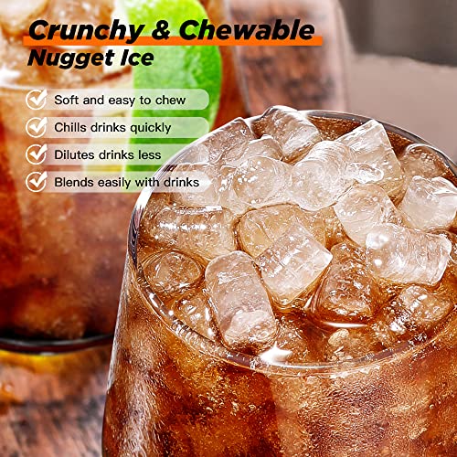 SYCEES Nugget Ice Maker Countertop, 13lbs Storage, Sonic Ice Ready in 7 Mins, 2 Ways to Add Water, Self-Cleaning Pellet Ice Machine for Home, Office, Bar, Cafe, Restaurant, Commercial Use