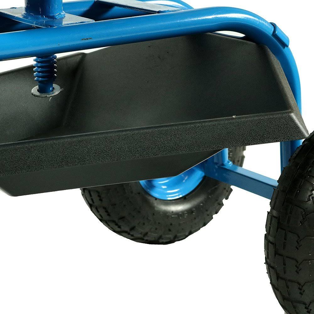 Sunnydaze Blue Rolling Garden Cart with Extendable Steering Handle, Swivel Seat