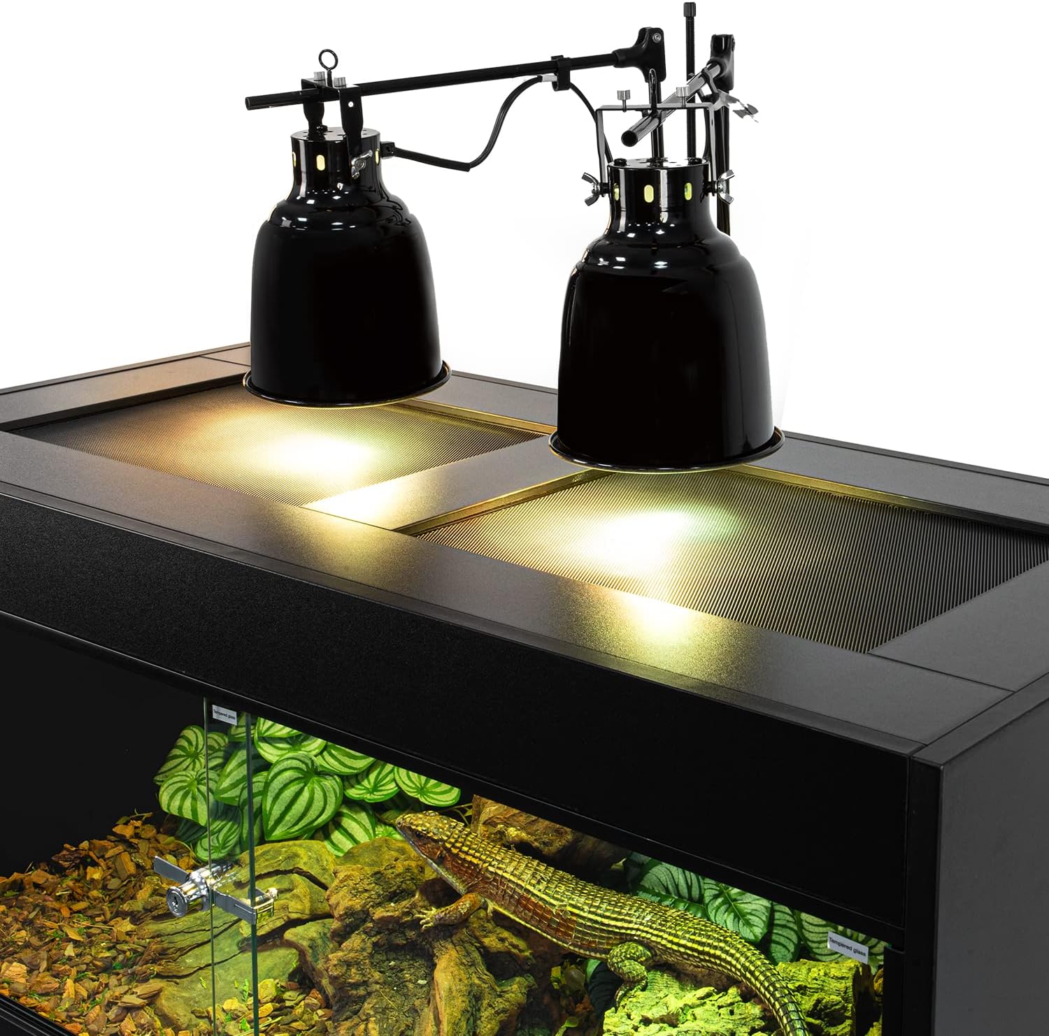 OIIBO 120 Gallon Reptile Original Wood Enclosure 48"x24"x24", Large & Wide Reptile Terrarium with Double Hinge Sliding Doors and Top Screen Ventilation Black Reptiles Habitat Lounge