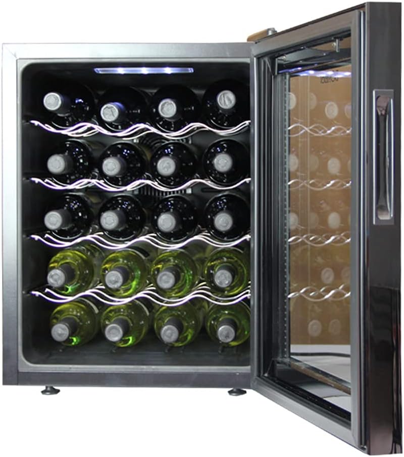 20 Bottle Freestanding Wine Refrigerator, Quiet Countertop Wine Cooler, Wine Refrigerator with Digital Temperature Control and Glass Door, Household Electronic Wine Cooler