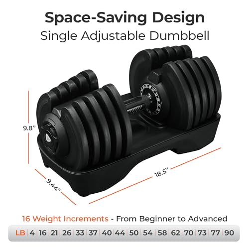 Lifepro Adjustable Dumbbells - 15Lb 25Lb 43Lb 55Lb 90Lb 6in1 Dumbbells Adjustable Weight, Compact Quick Adjustable Dumbbells set/single for Full Body Exercise & Fitness Home Gym