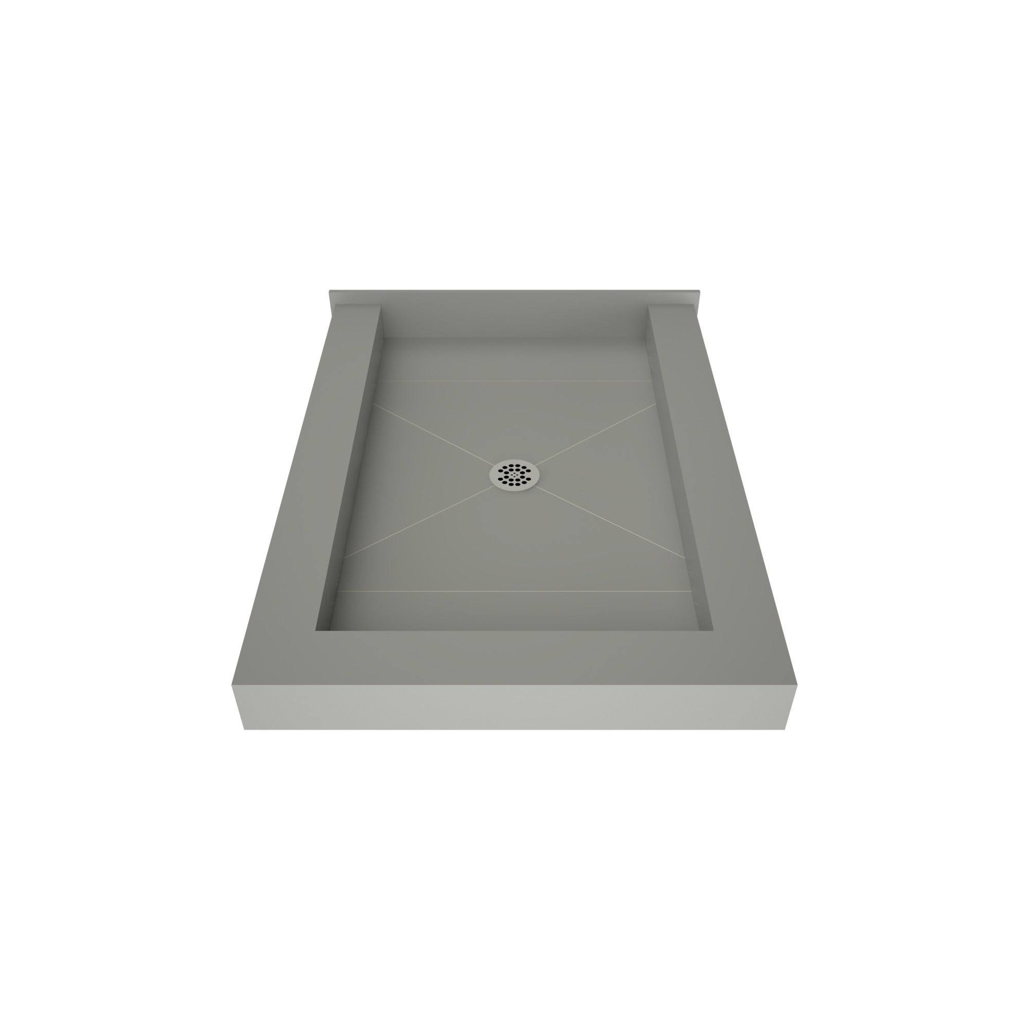 Tile Redi USA P4236CDT-PVC Redi Base Triple Curb Shower Pan with Center Drain, 42x22 D x 36x22 W