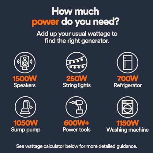 Generac 8,000-Watt Gas-Powered Portable Generator - Electric Start with COsense - PowerRush Advanced Technology - Reliable Power for Emergencies, Recreation, Home - 49 State Compliant - Orange/Black