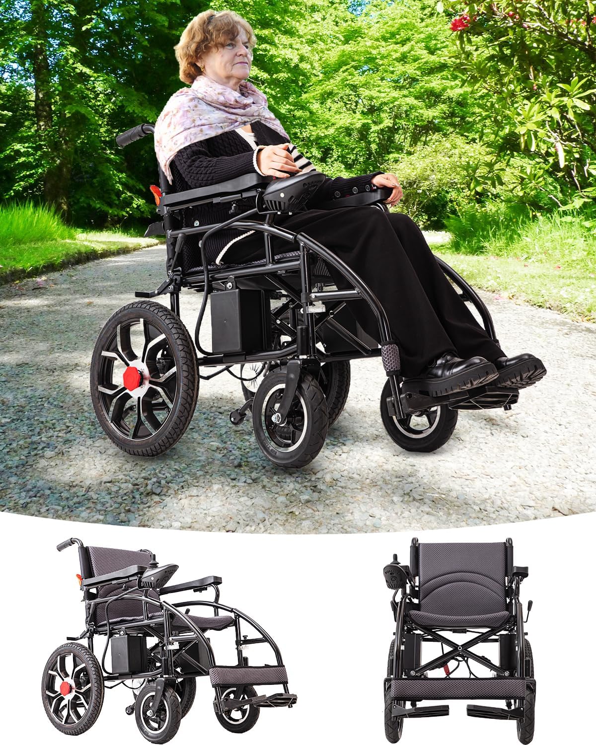 Electric Wheelchairs for Adults Lightweight Foldable Motorized Wheelchair for Senior, 500W Motors Power Wheelchair Support 330lbs,All Terrain Travel Wheelchairs for Adults