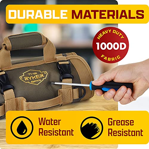 The Ryker Bag Tool Organizer Bag Tool Roll Up Bag w/Detachable Pockets. Gifts for Him Roll Up Tool Bag Organizer for Mechanic Tool Bag Small Car Portable Tool Bag Roll Up Tool Roll Bag Organizer