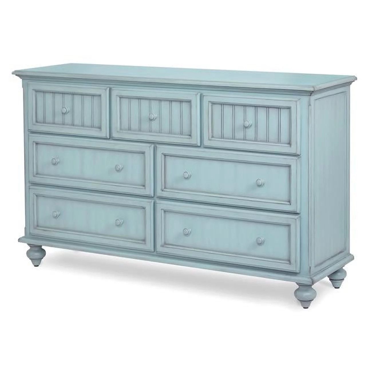 Sea Wind Florida Monaco Coastal Wood Dresser with 7 Drawers in Blue