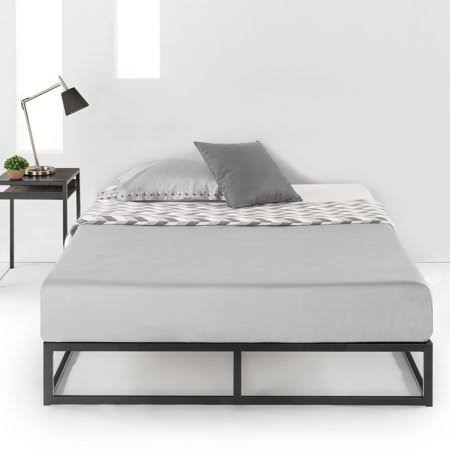 Best Price Mattress 10 inch Platform Metal Bed Frame with Classic Wooden Slat Support, Size: Twin, Black