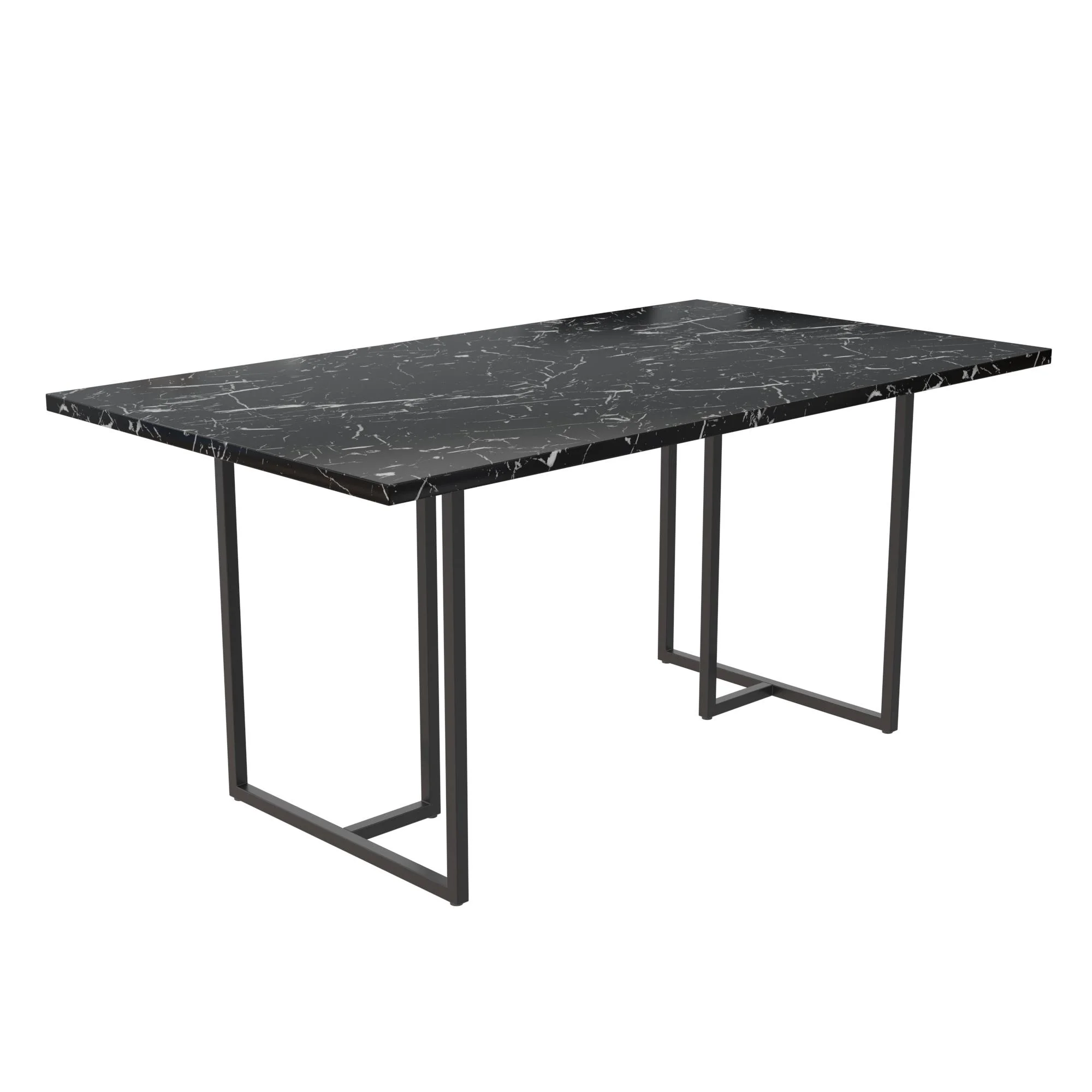 CosmoLiving Astor Dining Table, Black Marble Top with Black Legs