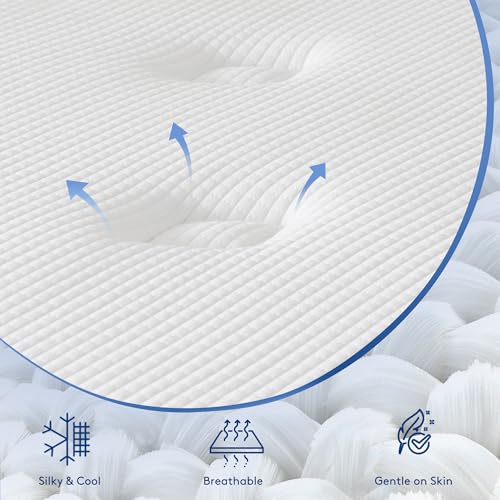 14 Inch Hybrid Queen Mattress, Gel Memory Foam, Lyocell Fabric Cover, Individual Pocket Springs, Medium Firm, Back Pain Relief, CertiPUR-US, 120 Nights Trial